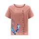 thumbnail image 4 of Camisetas de Manga Corta para las Mujeres Botón de Impresión Casual Cuello Redondo Camiseta Superior, Blusas para las Mujeres Casual, 4 of 4