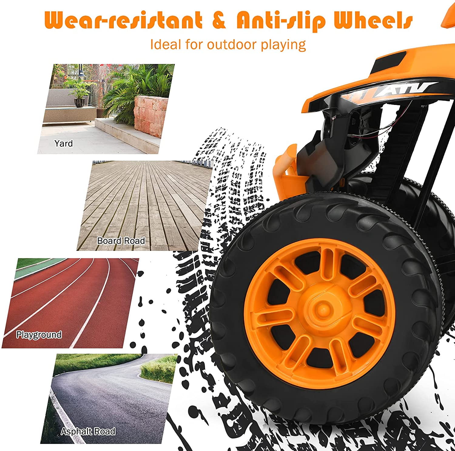 Infans 12V Kids 4-Wheeler ATV Quad Ride On Car w/ LED Light & Music Orange