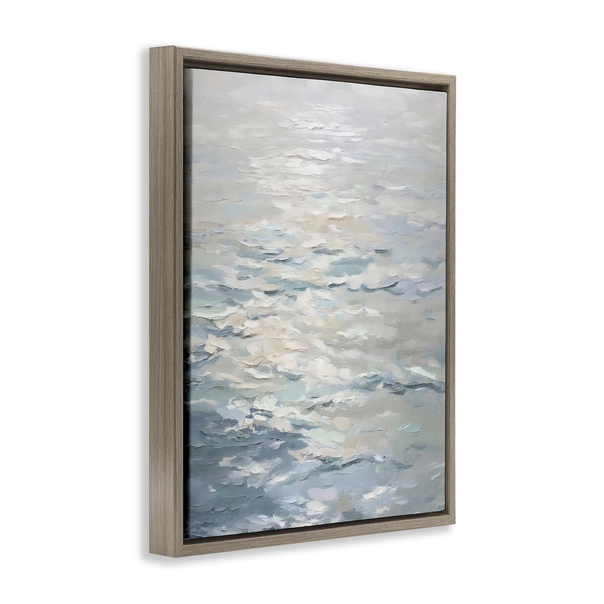 Stupell Industries Shallow Reflections Calm Sea Brown Framed Floater Canvas Wall Art, design by Riley B