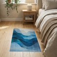 thumbnail image 3 of ODIKA 2'x3' Washable Accent Rug Pet Friendly, Bedside Mat Abstract Modern Ocean Watercolor Motif With Distressed Border for Bedroom, Nursery, RV, 3 of 7
