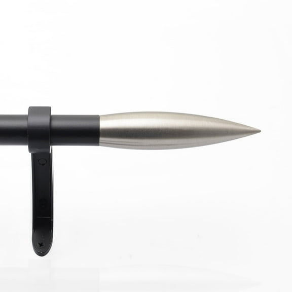 Deco Window 72 to 144 Inches Adjustable Curtain Rod for Windows with Spear Finials & Bracket Set (3/4'' Diameter,Black silver)