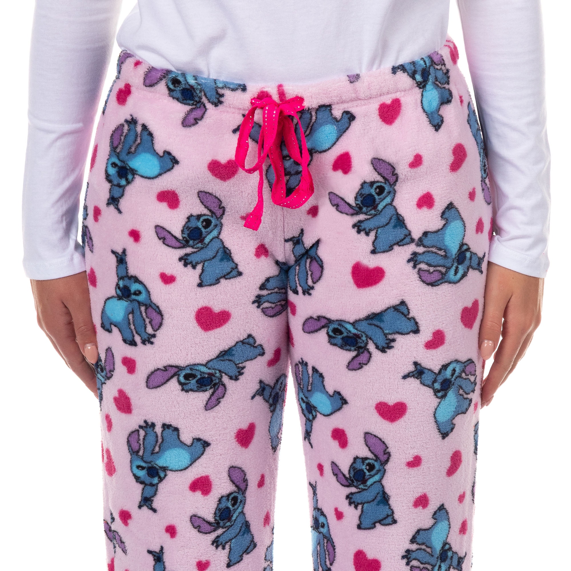Disney Stitch Pajamas Women's Plush Heart Accents Adult Lounge Sleep Pants