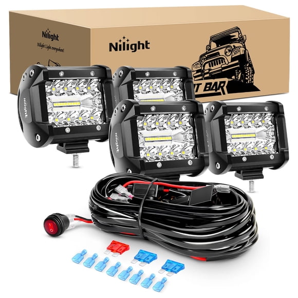 Barra de luces LED Nilight ZH416, 4 unidades, 10 cm, 60 W, combo Flood Spot