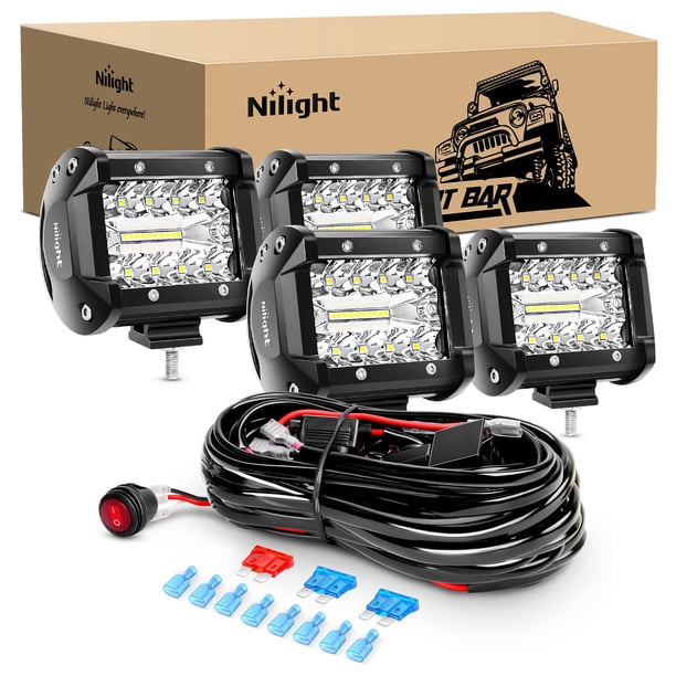 Barra de luces LED Nilight ZH416, 4 unidades, 10 cm, 60 W, combo Flood Spot