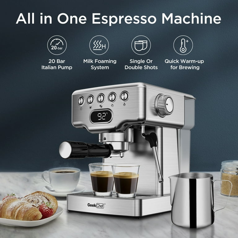 Chefman 6-in-1 Stainless Steel 15-Bar Pump Espresso Machine