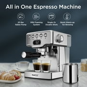 Geek Chef Espresso Machine, 20 Bar Espresso Coffee Maker for Coffee,Espresso,Latte and Mochas, Silver