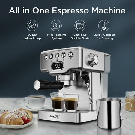 

Sportaza Espresso Machine 20 bar espresso machine with milk frother for latte cappuccino Machiato for home espresso maker 1.8L Water Tank Stainless Steel