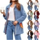 thumbnail image 1 of Tops de manga larga,Chaqueta informal para mujer, manga larga, bolsillo con cremallera en contraste, cuello alto, poliéster, corte holgado para uso diario, sopatenor, 1 of 9