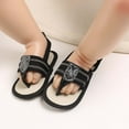 thumbnail image 2 of Floleo Unisex Baby Striped Thong Sandals Infant Soft Non-Slip Sole Shoes Adjustable Ankle Strap Pre-Walkers Summer Casual Newborn Footwear(Black,0-3Months), 2 of 9