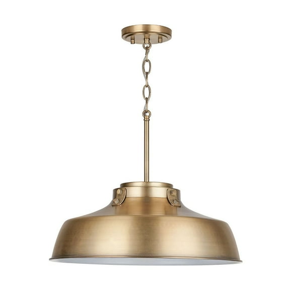 9D328A-Austin Allen-Oakwood - 1 Light Pendant In Urban and Industrial Style-7.25 Inches Tall and 18 Inches Wide-Aged Brass Finish -Traditional