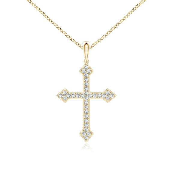 ANGARA Lab Grown Diamond Cross Pendant for Women in 14K Yellow Gold (Size-0.9mm| Color-F-G| Clarity-VS) | April Birthstone, Anniversary, Jewelry Gift for Women | Lab-Grown Diamond Necklace