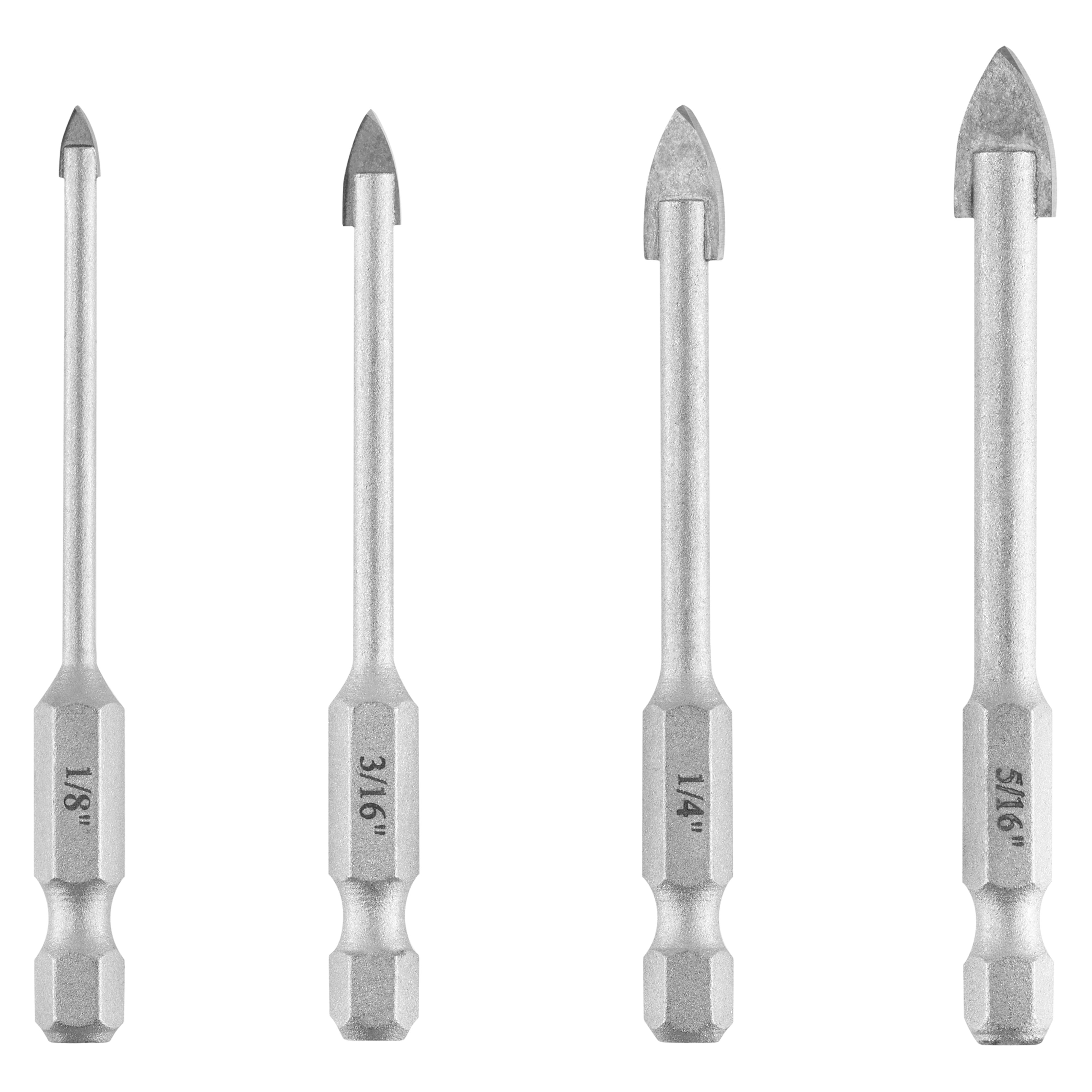 HART 4-Piece Hex Shank Glass and Tile Drill Bit Set