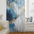 thumbnail image 6 of Blue Oil Painting Sheer Curtains 54 Inches Long, Modern Marble Art Abstract Light Filering Curtains, Breathable Simi Curtain Privacy Drapes for Kitchen Bathroom Nursery Small Window Treatment, 6 of 9