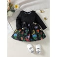 thumbnail image 3 of 2T Baby Girls Dress 3T Girls Long Sleeve Dress Flower Butterfly Print Toddler Girls Floral Dress Black, 3 of 7