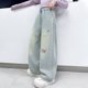 thumbnail image 4 of Odeerbi 5-15 Años Niñas Jeans de Pierna Ancha Pantalones de Vaquero Bordados Lindos Pantalones de Vaquero Sueltos Ropa Exterior Casual Pantalones de Pierna Recta, 4 of 6