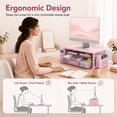thumbnail image 3 of MEHOOM Desk Organizer, 3-Tier Monitor Stand with Storage and 2 Pen Holder, Laptop Stand, Office Desk Accessories for Office Supplies, Pink, 3 of 10