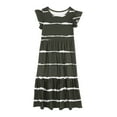 thumbnail image 4 of yillto Kids Girls Maxi Dress Ruffle Short Sleeve Crew Neck Flowy Tiered Summer Sundress with Pockets, 4 of 5