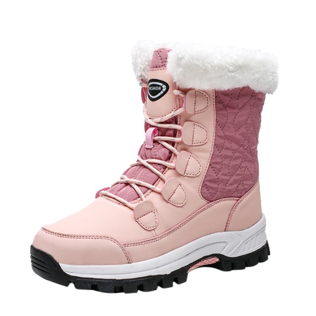 WEAIXIMIUNG Bottines en Cuir Brun pour Femmes Bottes de Neige Plates Résistantes Chaudes Bottes à Lacets Femmes Imperméables Gardent Velours Bout Rond Chaussures Plus Bottes pour Femmes