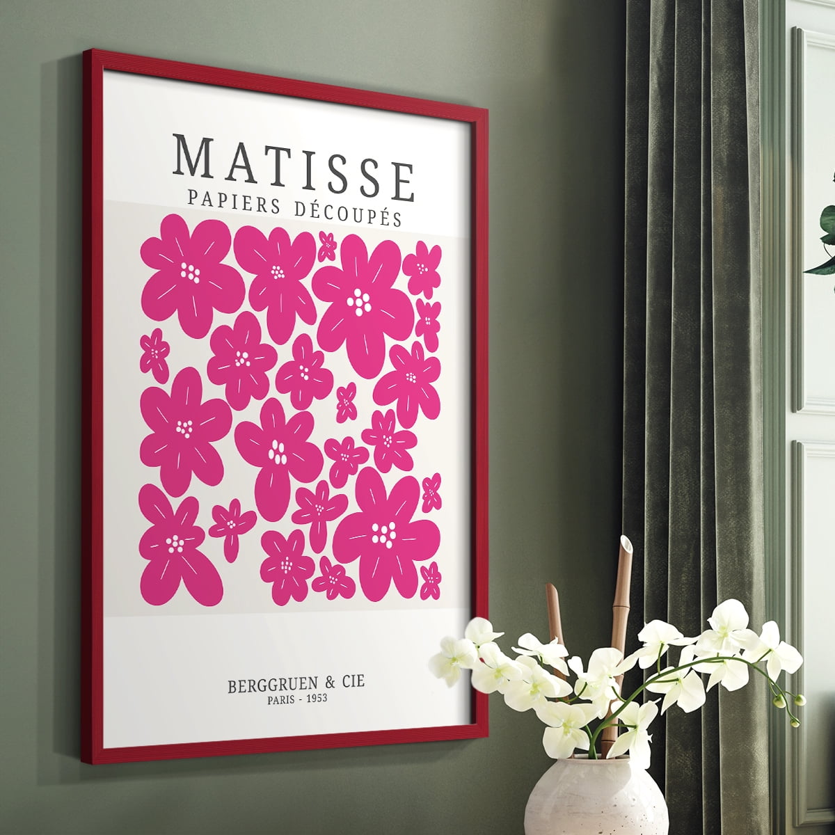 Matisse CDXX in Red Solid Wood Framed Print No Nail Hanging