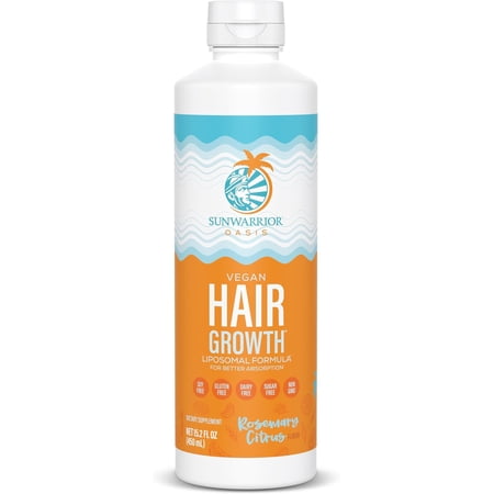 Sunwarrior Oasis Liquid Hair Growth Supplement for Adults, Rosemary Citrus, 15.2 fl oz