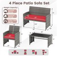 thumbnail image 3 of Costway 8 PCS Patio Conversation Set with Seat Cushions & Tempered Glass Tabletop, Outdoor Red, 3 of 10