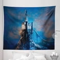 thumbnail image 1 of Fantasy Tapestry, Old Castle on a Rocky Hill Top Mysterious Medieval Architecture, Fabric Wall Hanging Decor for Bedroom Living Room Dorm, 5 Sizes, Blue Pale Orange Cream, by Ambesonne, 1 of 1