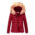 thumbnail image 4 of Herrnalise Winter Puffer Coats for Women, Womens Lightweight Puffer Jacket Packable Puffer Jacket Winter Zip Up Puffy Jacket With Faux Fur Hooded For Red,4XL, 4 of 4