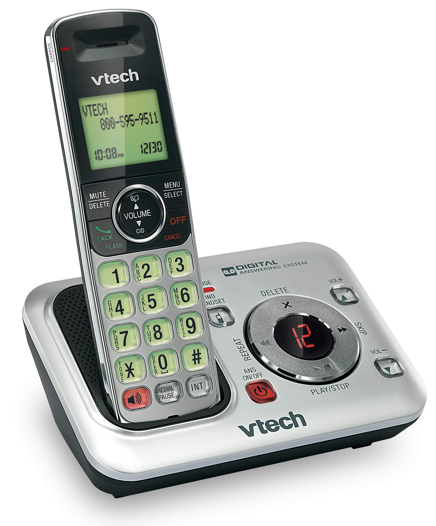 VTech 3-Handset DECT 6.0 Cordless Phone with Answering System and Caller ID, Expandable up to 5 Handsets, Wall-Mountable - image 2 of 3