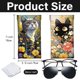 thumbnail image 2 of 2 fundas de cuero para gafas de sol, portátiles, delgadas, con diseño de gato y flor, con parte superior suave, para viajes, impermeables, con paño de limpieza, regalo, 2 of 9