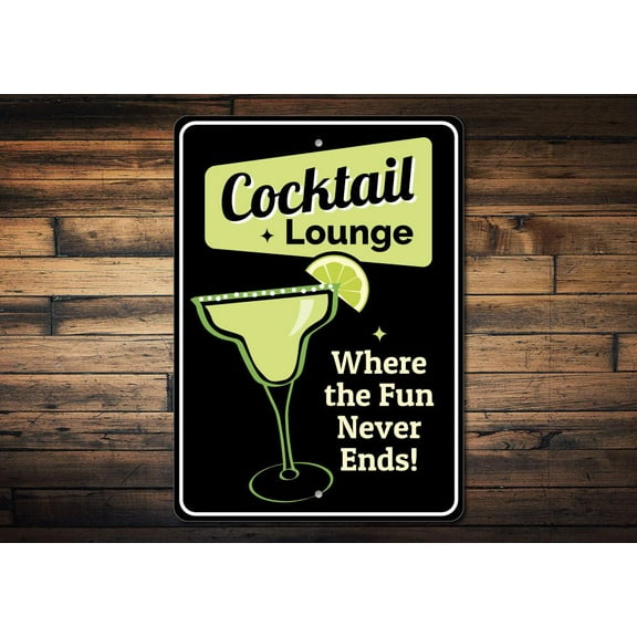Cocktail Lounge Bar Novelty Sign, Metal Wall Decor - 10x14 inches