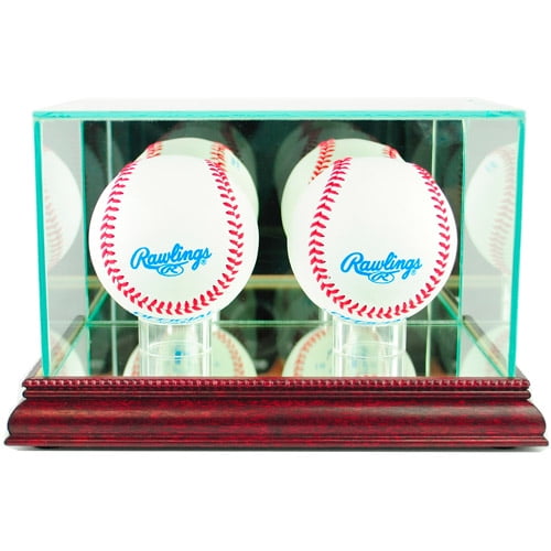 Perfect Cases Double Baseball Display Case, Cherry Finish