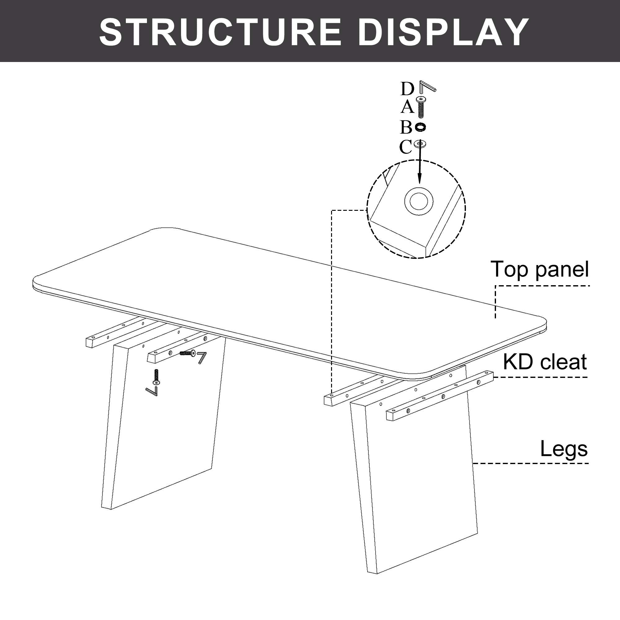 MAYEERTY Modern 79*36*29" Black Rectangular Dining Table with Splayed Legs, Seats 8
