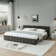 thumbnail image 4 of California King size Upholstered Bed ,comfortable upholstered bed frame, Chenille fabric, with headboard and solid bed frame. With drawer for storage.-Dark Gray(90.5''*80.5''*31''), 4 of 17