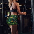 thumbnail image 5 of Wukai Dinosaurs and Tropical Leaves and Flowers Print Pack Biker Shorts for Women Yoga Workout Gym Running Scrunch Active Shorts-Small, 5 of 8