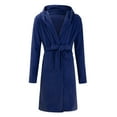thumbnail image 3 of Hunpta Sleepwear Long Bathrobes for Men, Solid Color Men's Autumn Winter Plush Pure Color with Pockets Hats Warmth Home Clothing Bathrobe, Robes for Men Blue, 3 of 8