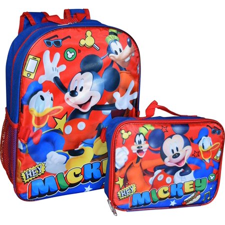 Mickey Mouse 16" Backpack W/Detachable Lunch Box
