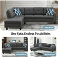 thumbnail image 6 of AENKYO 98" L-Shaped Upholstered Sectional Sofa Couch with Storage & Cup Holders, Faux Leather Living Room Sofa Set, Dark Gray, 6 of 7