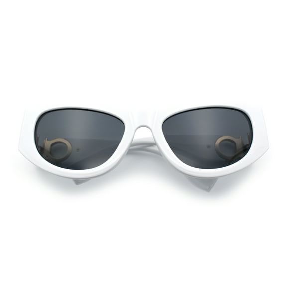 Womens Crop Mod Cat Eye Luxury Fashion Plastic Sunglasses White - Black