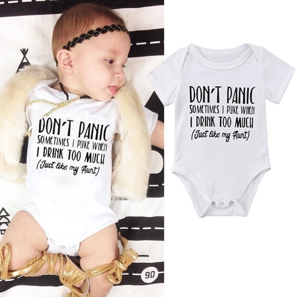 Bébé Garçon Fille À Manches Courtes Lettre Imprimer Coton Barboteuse Combinaison Tenues Vêtements Décontractés