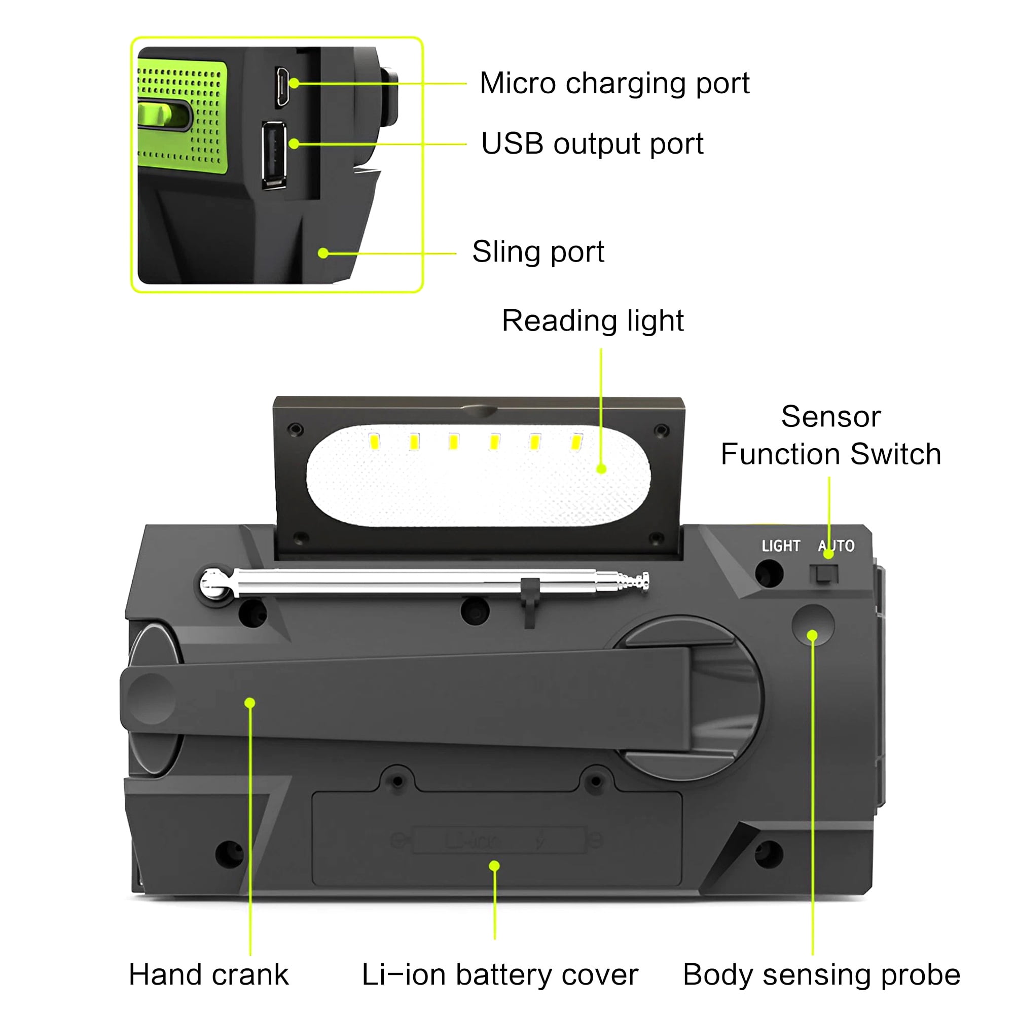 Emergency Hand Crank Radio - 4000mAh Solar Powered Hand Crank Portable AM/FM/NOAA Weather Radio with 1W Flashlight, Phone Charger, SOS Alert - Great for Camping, Hiking and Emergency Preparedness