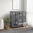 thumbnail image 3 of Pefilos 39" Outdoor Weatherproof Cat Cage with Openable Top, Wooden Feral House for 2-3 Kittens Cats, Indoor Cat Enclosure on Wheels, Gray, 3 of 11