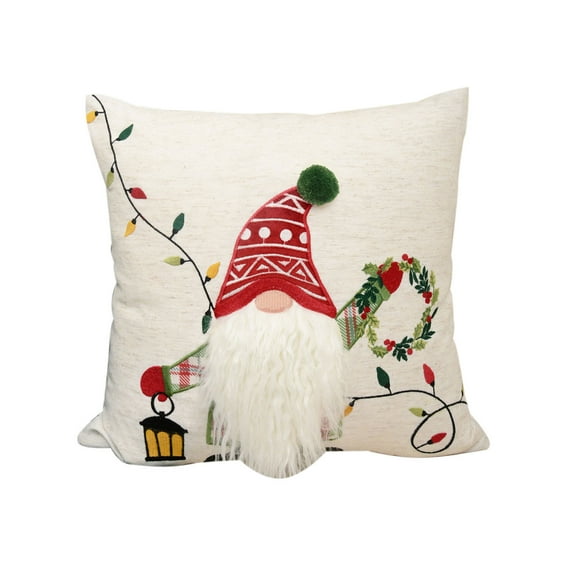 Nkmbld Christmas Decorations Throw Pillow Covers Embroidered Pillow Cushion Cover Dwarf Snowman Deer Pillow Cover for Sofa, Couch, Bed and Car