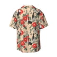 thumbnail image 5 of KLL Roosters And Peonies Flowers Print Men's Shirt Short Sleeve Button Down Summer Cuba Beach Shirts- X-Large, 5 of 5