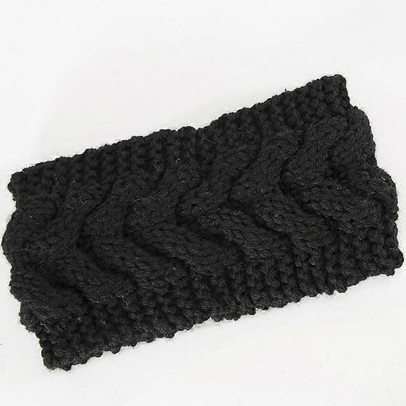 Diadema de invierno de lana tejida con cable para mujer