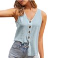 thumbnail image 2 of AherBiu Womens Cotton Linen Tank Tops Button down V Neck Sleeveless Shirts Blouse Summer Casual Tanks, 2 of 7