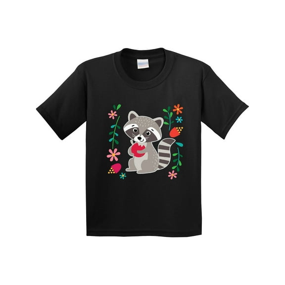 Inktastic Woodland Raccoon Spring Flowers Youth T-Shirt