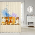 thumbnail image 2 of Manfei Watercolor Corgi Shower Curtain 72Wx72L, Splash Ink Bathroom Curtain, Cream Orange, 2 of 5