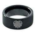 thumbnail image 2 of Tungsten Keltic Celtic Many Knots Heart Shape Band Ring 9mm Men Women Comfort Fit Black Flat Cut Brushed Polished, 2 of 4