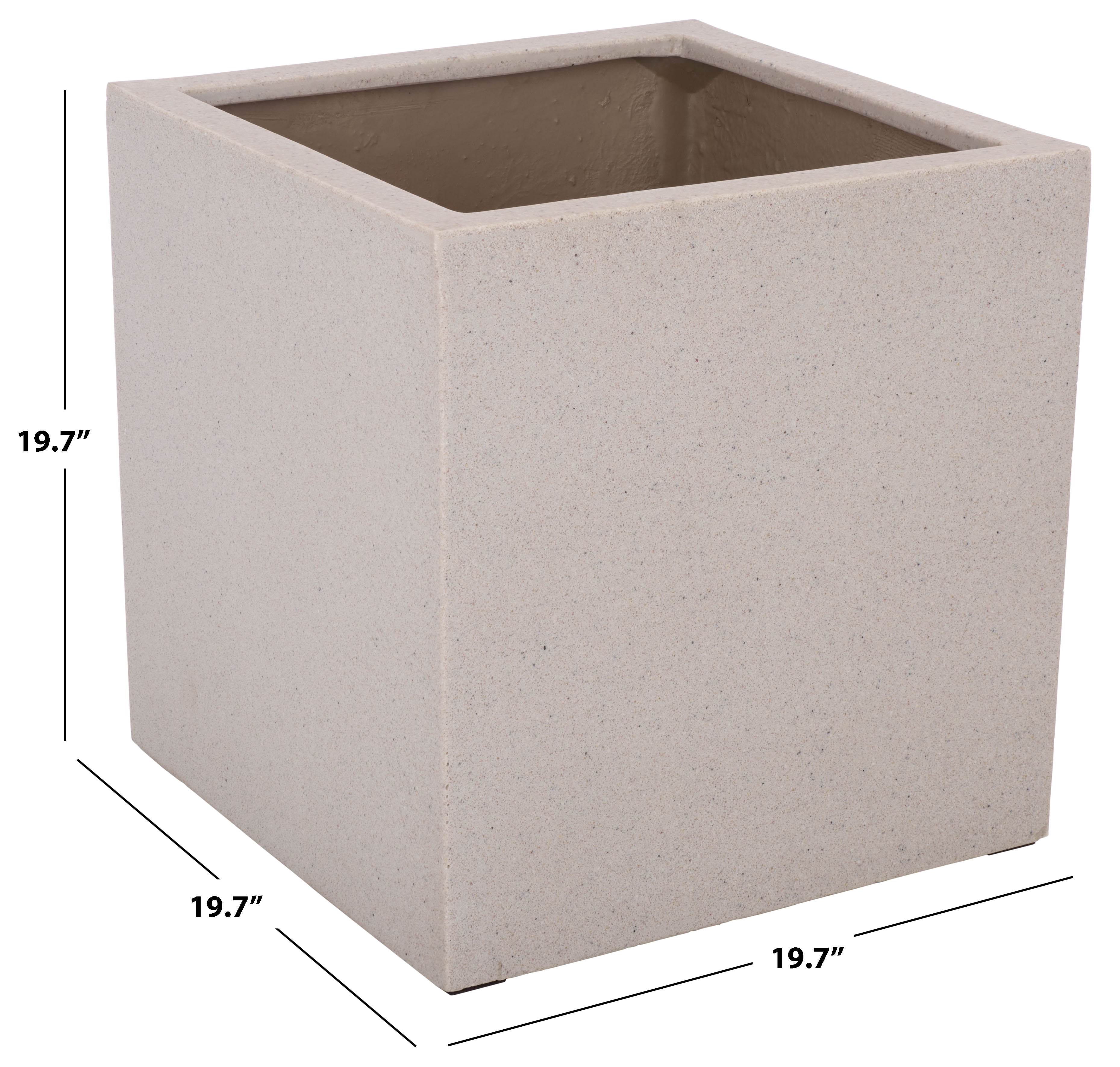 Safavieh 19.7" x 19.7" x 19.7" Square Beige Fiberstone Planter