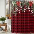 thumbnail image 3 of Christmas Shower Curtains for Bathroom, Winter Poinsettia Pine Cones Pine Needles Plaid Waterproof Fabric Shower Curtain for Bathroom Bathtub Decoration, Machine Washable, 60"x72", 3 of 9
